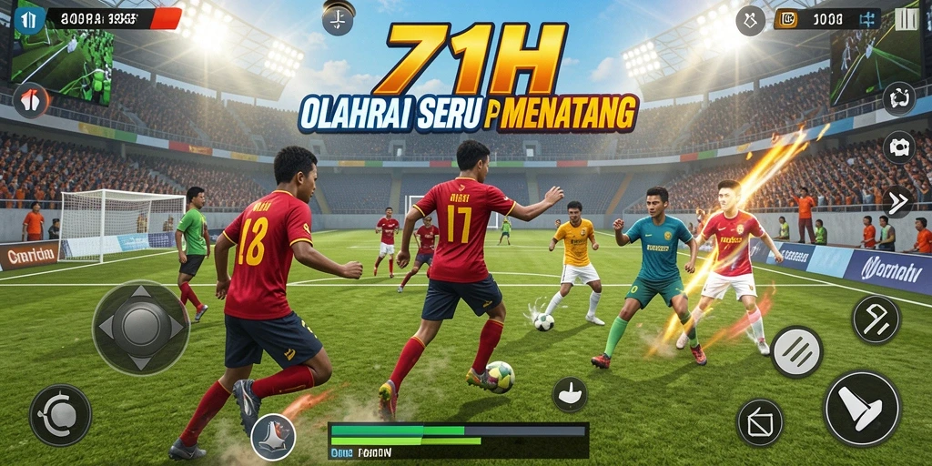 Screenshot 71H menunjukkan gameplay olahraga yang dinamis dan penuh aksi.