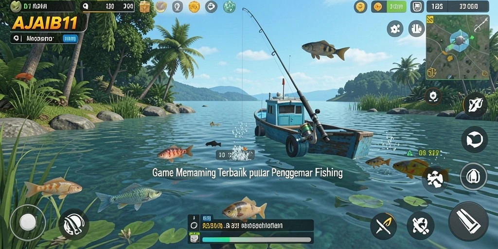Screenshot AJAIB11 menampilkan gameplay memancing yang seru dan mendebarkan.