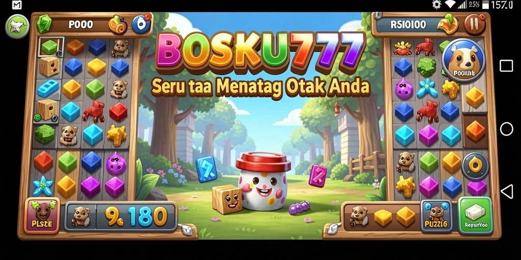 Screenshot gameplay BOSKU777 menunjukkan tantangan puzzle yang menggugah semangat.