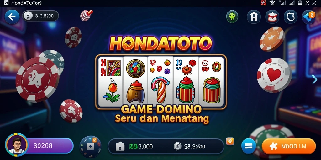 Tampilan gameplay seru HONDATOTO dengan fitur domino menarik.