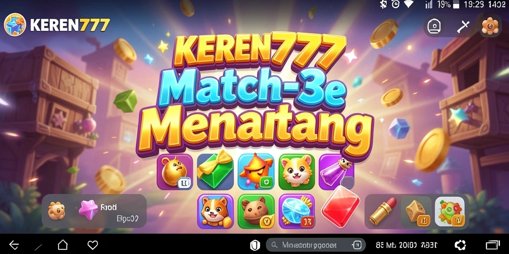 Tampilan gameplay menarik dari KEREN777 dengan elemen Match-3 yang menantang.
