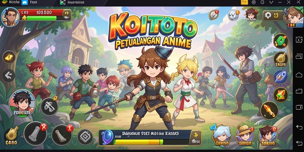 Screenshot gameplay KOITOTO menampilkan karakter anime dalam pertarungan seru.