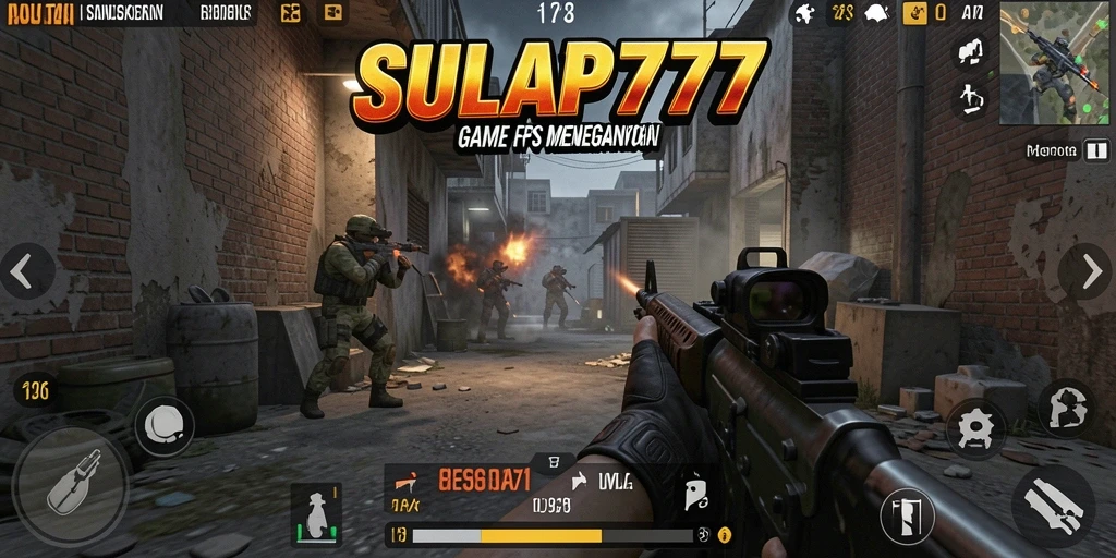Gambar menunjukkan aksi menegangkan dalam game FPS SULAP777.