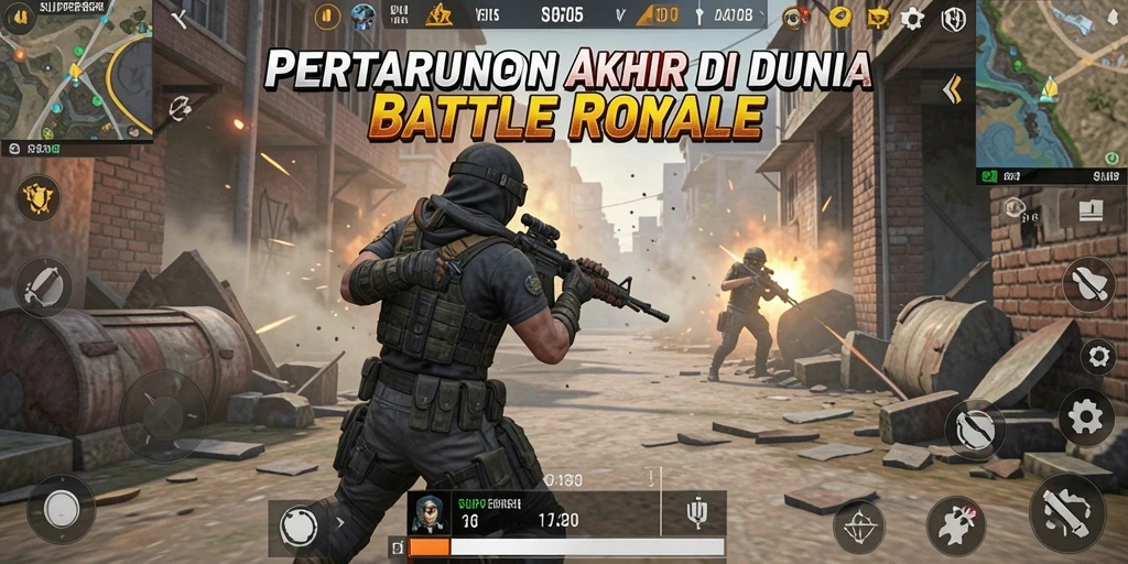 Gameplay mendebarkan dalam SUPER805, pertarungan intens Battle Royale.
