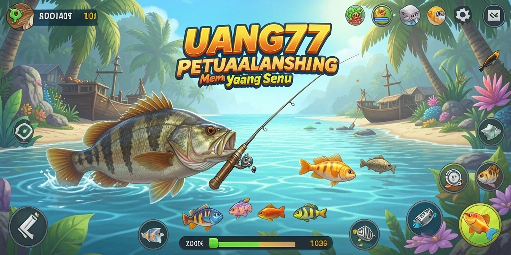 Tangkapan hasil memancing di laut yang indah dalam UANG77.